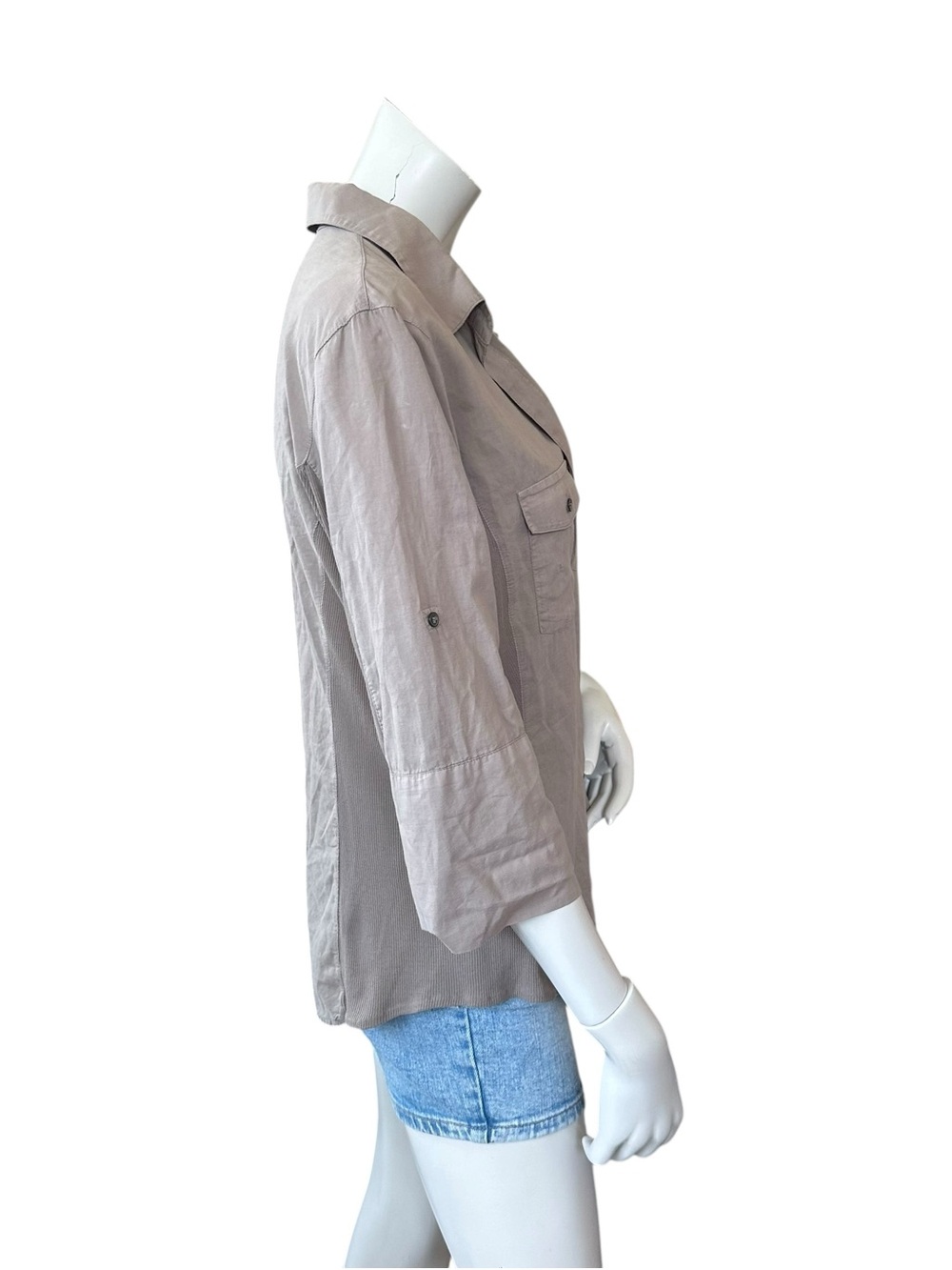 Standard James Perse Mixed Material Side Panel Button Down Collared Shirt 4/XL - Picture 5 of 9